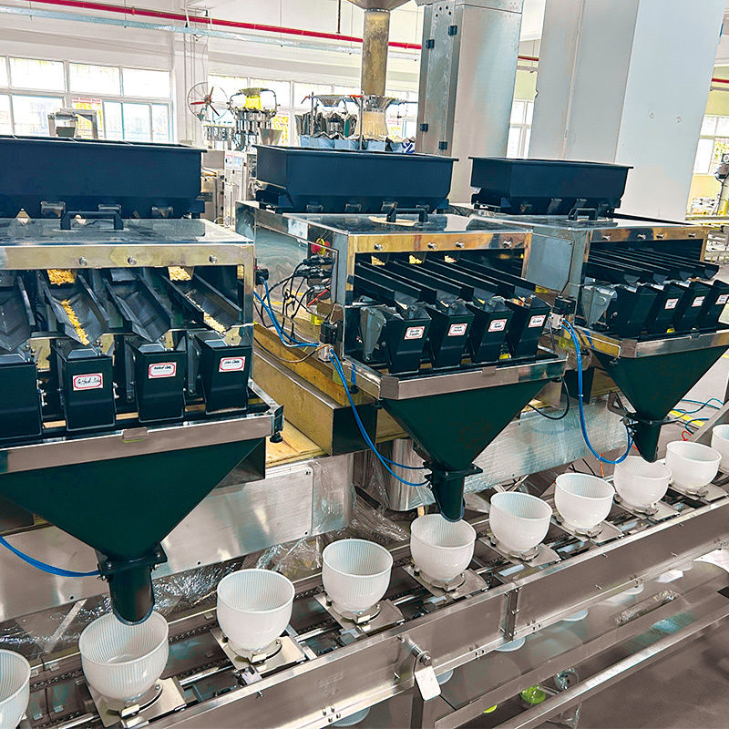 ज़िपलॉक डॉयपैक पाउच पैकिंग के लिए मल्टीहेड वेइजर लीनियर वेइजर के साथ मल्टी-मटेरियल 2.5 किलो पेट फूड पैकेजिंग मशीन