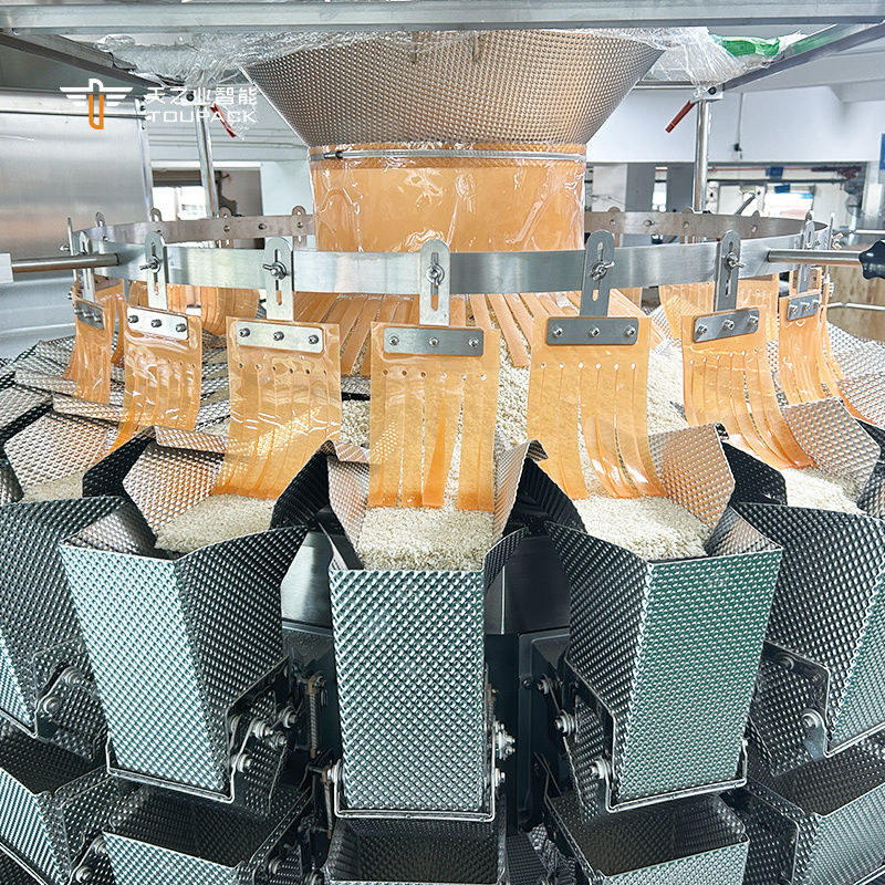 औद्योगिक मल्टीहेड वेइजर पैकिंग उपकरण पॉपकॉर्न स्नैक चीनी बिस्कुट कॉफी कुकी सीलिंग प्लास्टिक बैग पैकेजिंग लाइन