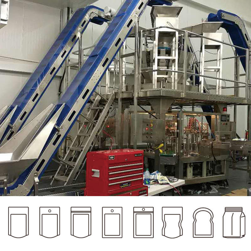 पूरी तरह से स्वचालित स्नैक्स सैशे पैकेजिंग मशीन स्नैक फूड आलू चिप्स पॉप कॉर्न नाइट्रोजन फ्लशिंग डोयपैक पैकिंग मशीन