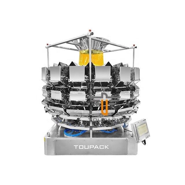 14 सिर के लिए उच्च गति स्वचालित पाउच सलाद पैकेजिंग मशीन मल्टीहेड वेजर सूखे फल पैकिंग मशीन